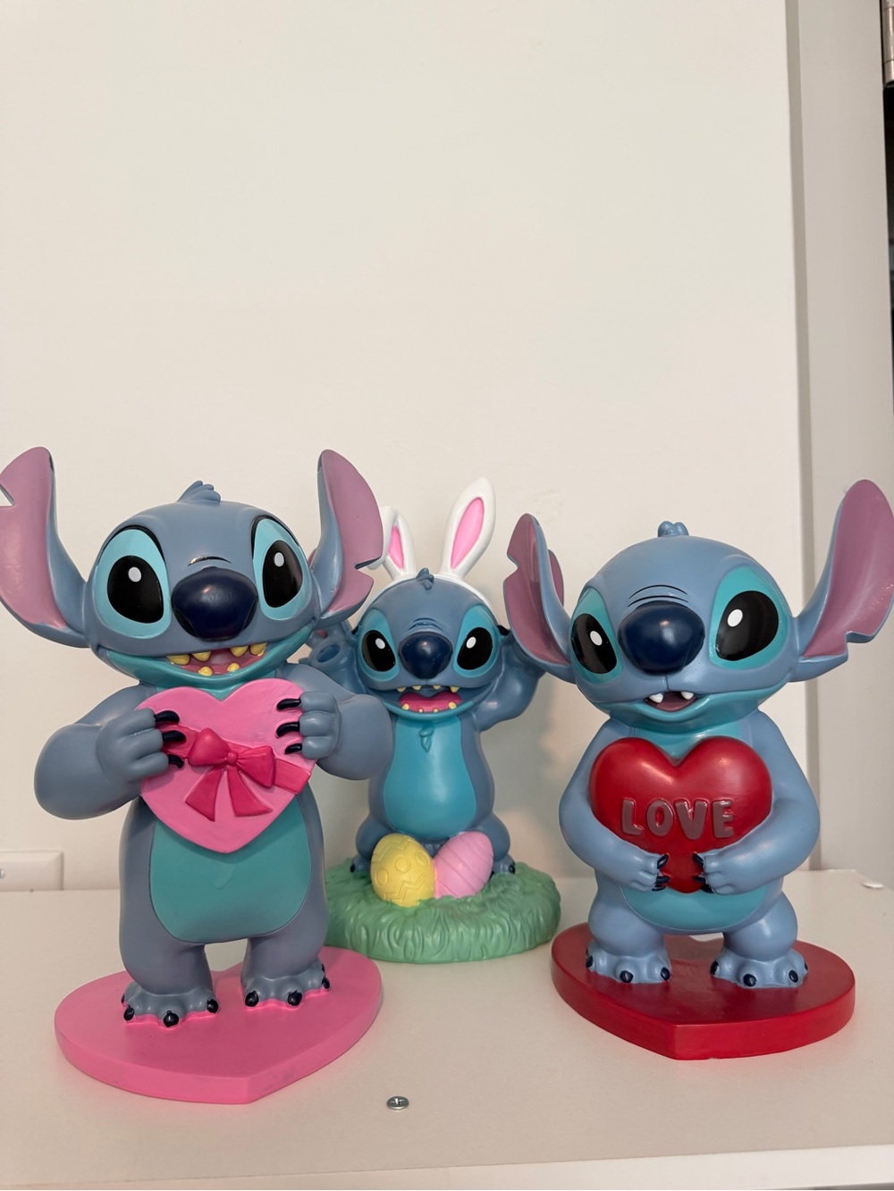 Set of 3 Stitch Figurines - Valentines/Easter